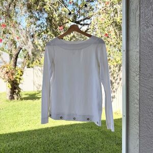 Lilly Pulitzer Jojo Boatneck Pullover XS White Gold Grommet